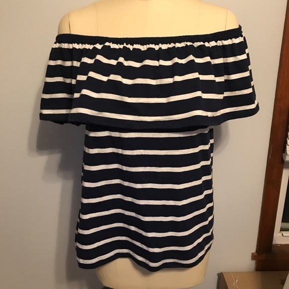 beachlunchlounge Nautical Stripe Cold Shoulder Top- XS- NWT - Picture 3 of 5